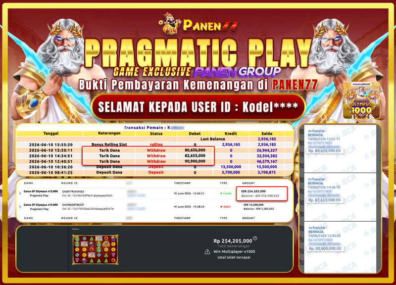 SERU BANGET! GATES OF OLYMPUS BAYAR 254 JUTA LUNAS!